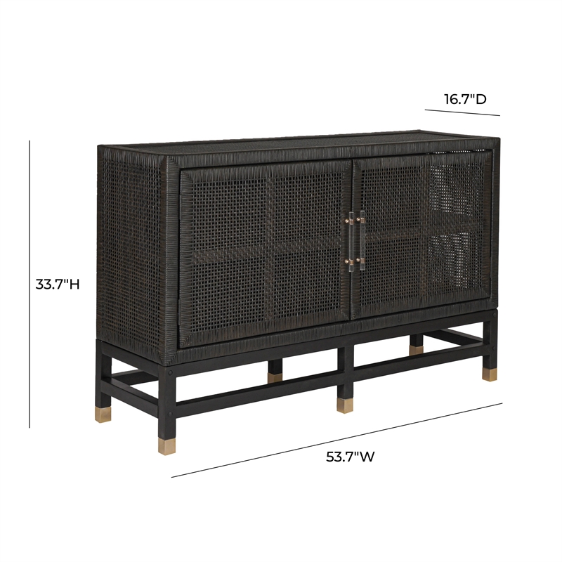 Pemberly Row Handmade Modern Coastal Charcoal Woven Rattan Buffet
