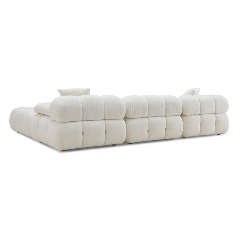 Pemberly Row Cream Vegan Shearling 4-piece Modular Sectional