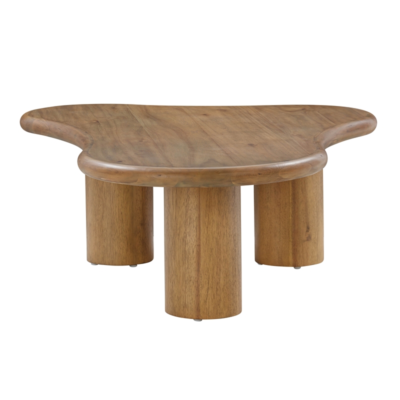 Pemberley Row Acacia Wood Cognac Coffee Table Rectangular Handmade Unassembled