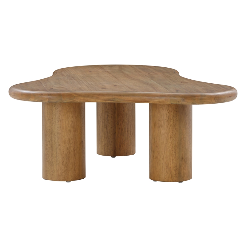Pemberley Row Acacia Wood Cognac Coffee Table Rectangular Handmade Unassembled