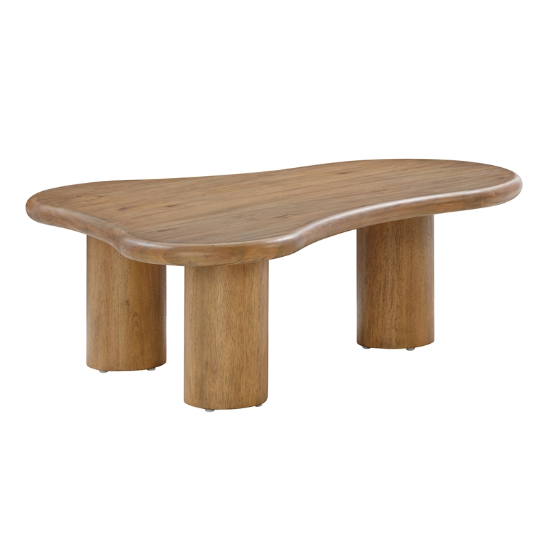 Pemberley Row Acacia Wood Cognac Coffee Table Rectangular Handmade Unassembled