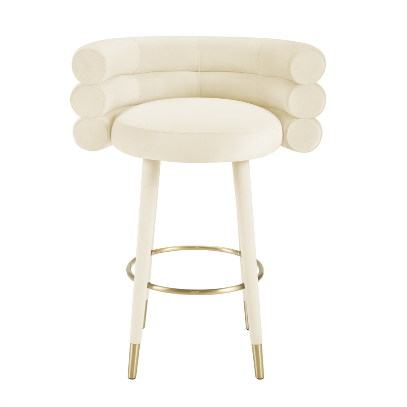 Pemberly Row Handmade Modern / Contemporary Cream Velvet Barstool
