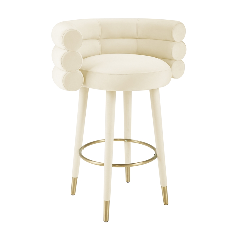 Pemberly Row Handmade Modern / Contemporary Cream Velvet Barstool