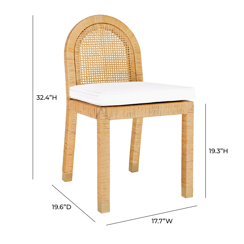 Pemberly Row Farmhouse Natural Rattan Arched Back Dining Chair