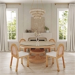 Pemberly Row Farmhouse Natural Rattan Arched Back Dining Chair