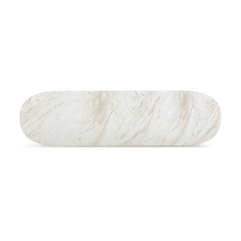 Pemberly Row Contemporary White Faux Marble Long Console Table