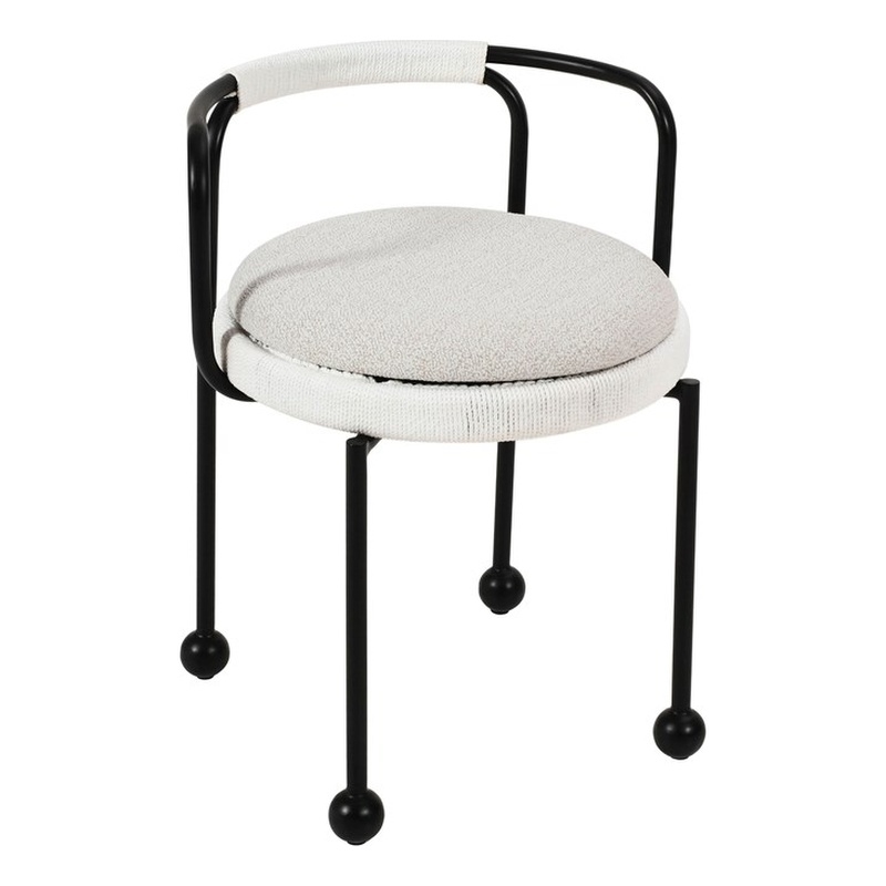 Pemberly Row Contemporary Upholstered  Cream Outdoor Dining Chair