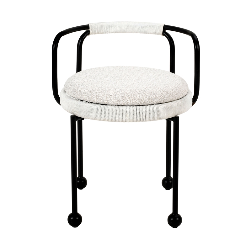 Pemberly Row Contemporary Upholstered  Cream Outdoor Dining Chair