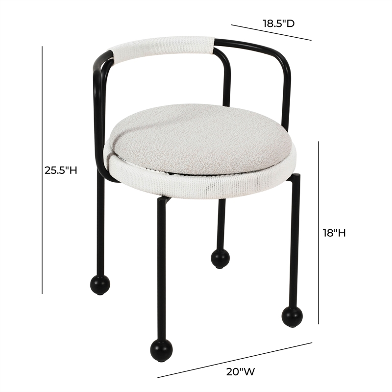 Pemberly Row Contemporary Upholstered  Cream Outdoor Dining Chair