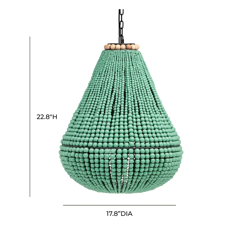 Pemberly Row Handmade Transitional Green Wooden Bead Chandelier