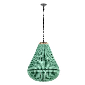 Pemberly Row Handmade Transitional Green Wooden Bead Chandelier