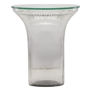 Pemberly Row Handmade Contemporary Clear Glass Flared Side Table