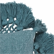 Pemberly Row Transitional Stone Washed Denim Blue Cotton Tasseled Pillow