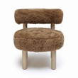 Pemberley Row Vegan Shearling Dark Taupe Accent Chair Rectangular Handmade 23.5