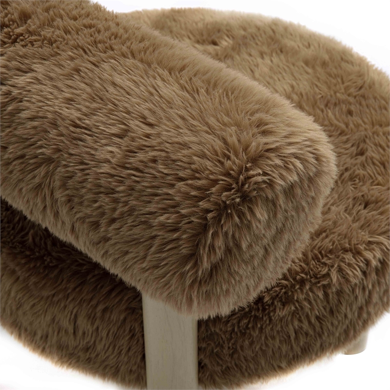 Pemberley Row Vegan Shearling Dark Taupe Accent Chair Rectangular Handmade 23.5
