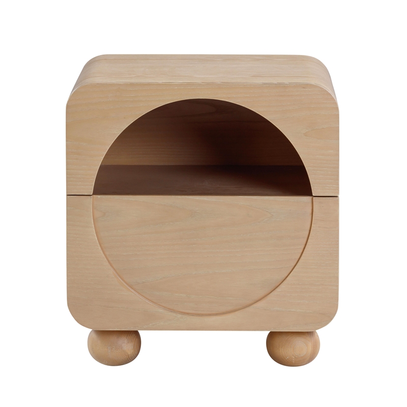 Pemberly Row Modern Transitional Moonrise Natural Ash Nightstand
