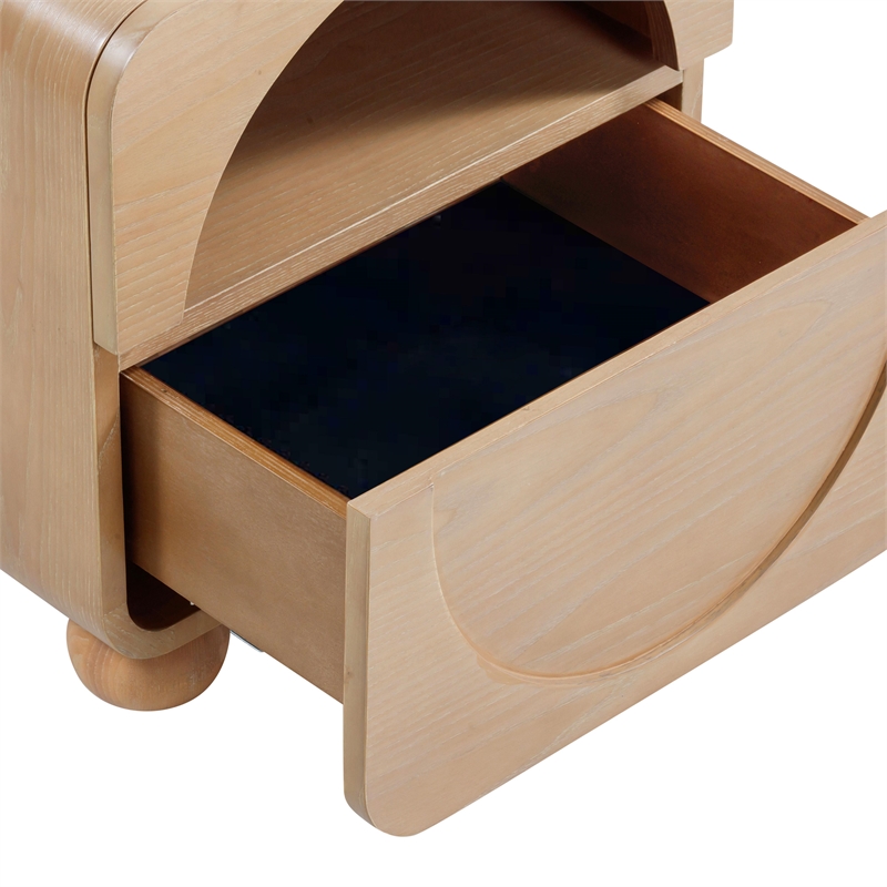 Pemberly Row Modern Transitional Moonrise Natural Ash Nightstand