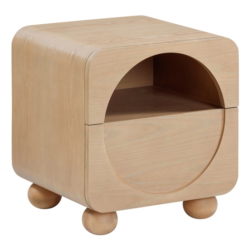 Pemberly Row Modern Transitional Moonrise Natural Ash Nightstand