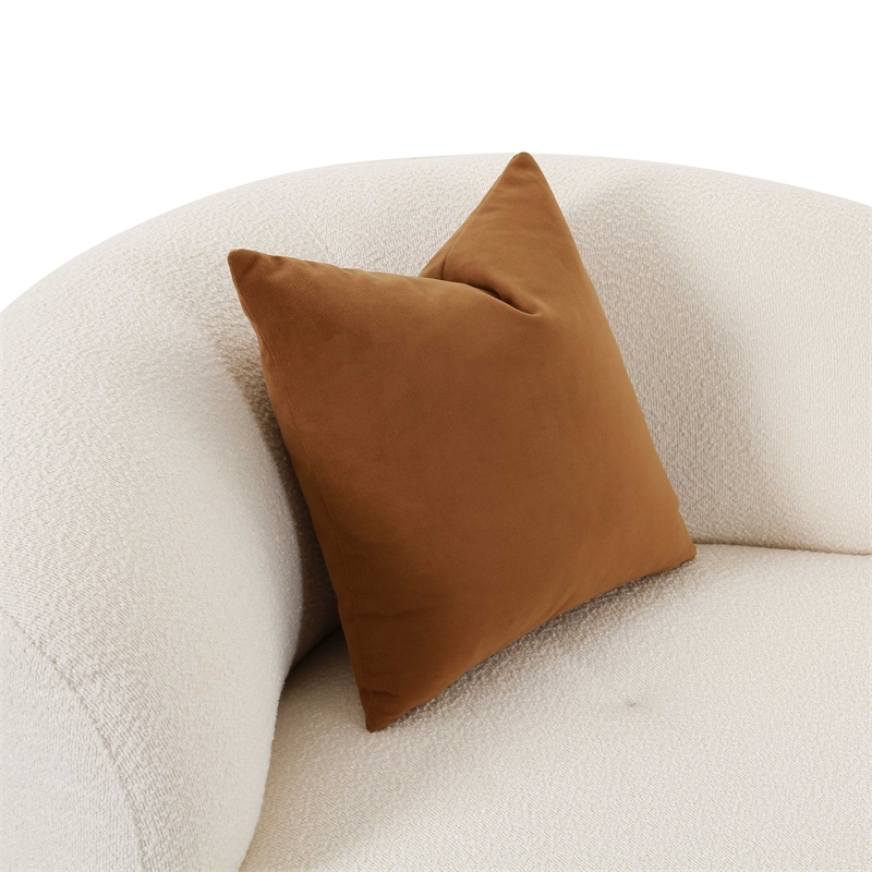 Pemberly Row Handmade Transitional Cream Boucle Swivel Chair