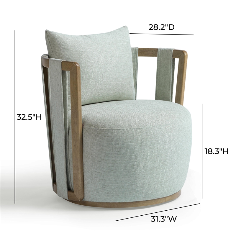 Pemberly Row Contemporary Mint Green Textured Weave Swivel Chair