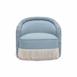 Pemberly Row Transitional Faded Blue Recycled Fabric Tassel Lounge Chair