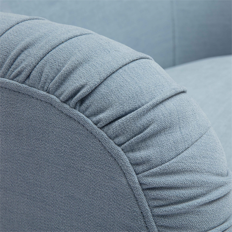 Pemberly Row Transitional Faded Blue Recycled Fabric Tassel Lounge Chair