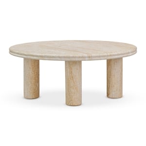 Pemberly Row Faux Travertine Indoor/Outdoor 32 inch Round Accent Table