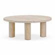 Pemberly Row Faux Travertine Indoor/Outdoor 32 inch Round Accent Table