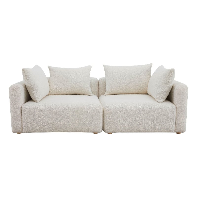 Pemberly Row Handmade Contemporary Cream Upholstered Loveseat