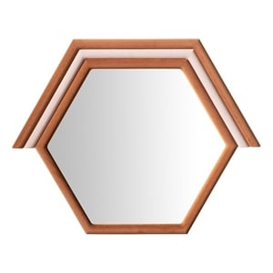 Pemberly Row Contemporary Prism Velvet & Glass Wall Mirror in Terracotta