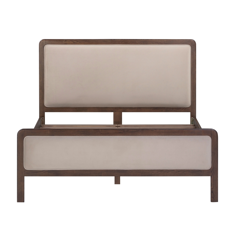 Pemberly Row Contemporary Taupe Velvet Queen Bed - 64.3