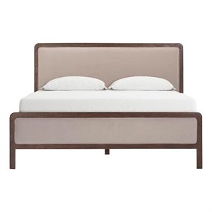 Pemberly Row Contemporary Taupe Velvet Queen Bed - 64.3&quotW x 85.1&quotD x 47.2&quotH