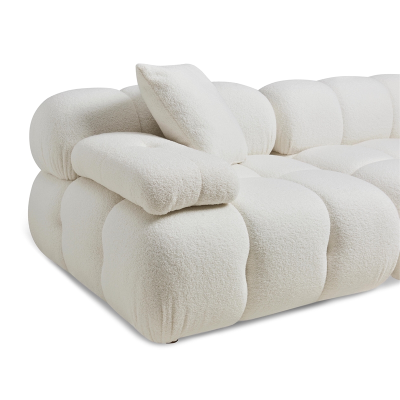 Pemberly Row Transitional Cream Vegan Shearling Modular Sofa