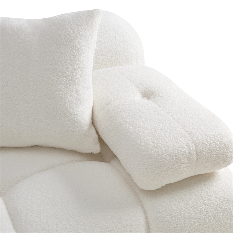 Pemberly Row Transitional Cream Vegan Shearling Modular Sofa