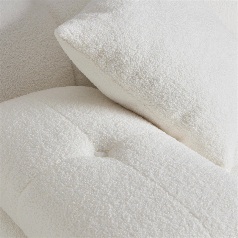 Pemberly Row Transitional Cream Vegan Shearling Modular Loveseat