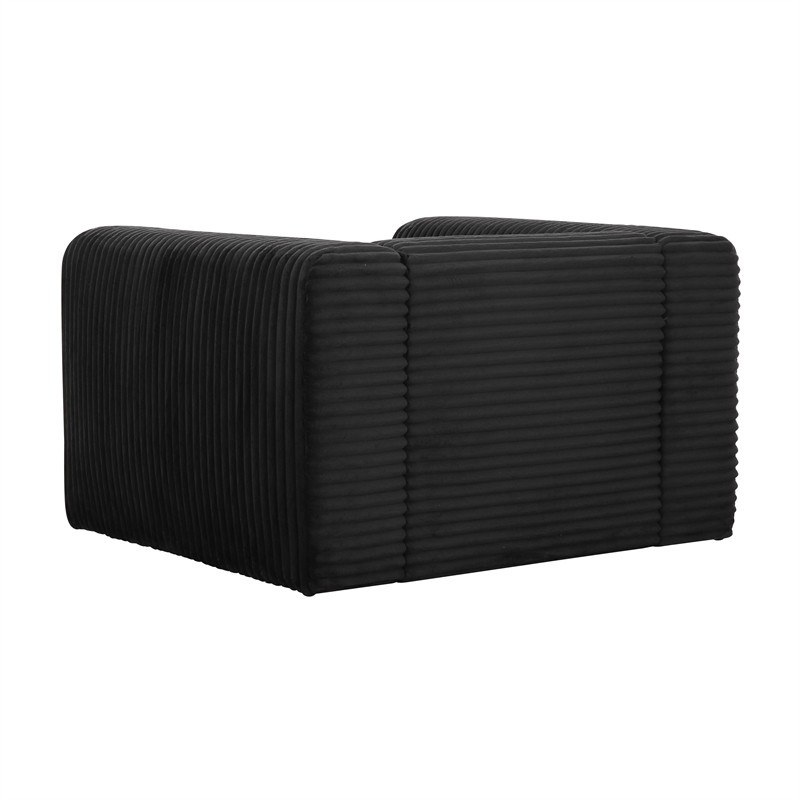 Pemberly Row Contemporary Fluffy Oversized Black Corduroy Armchair