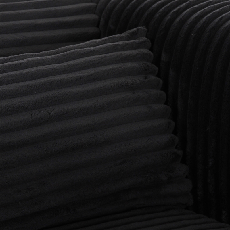 Pemberly Row Contemporary Fluffy Oversized Black Corduroy Armchair