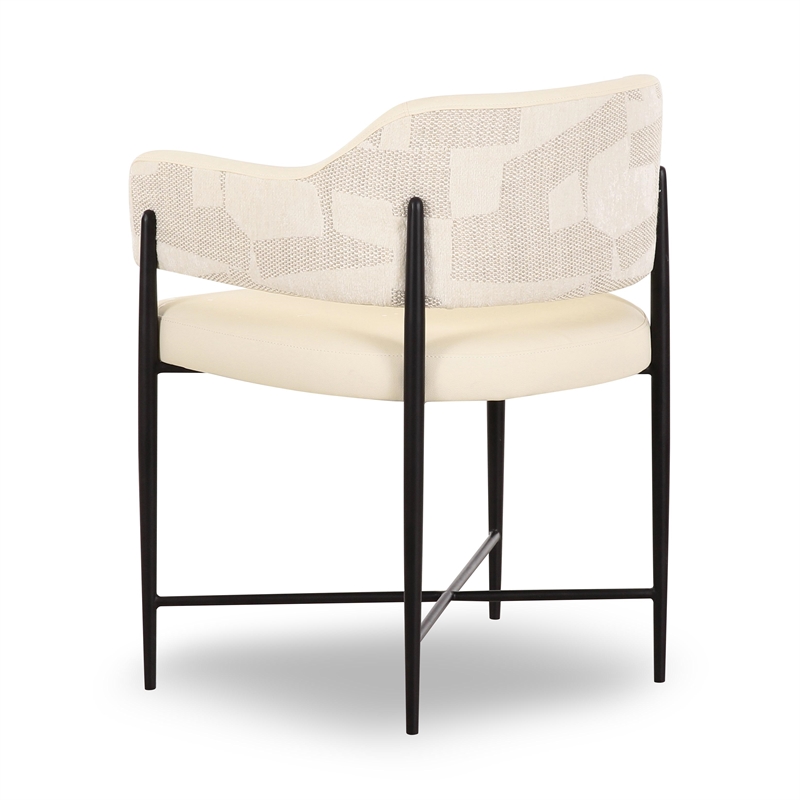Pemberly Row Cream Vegan Leather and 2-Tone Jacquard Dining Chair