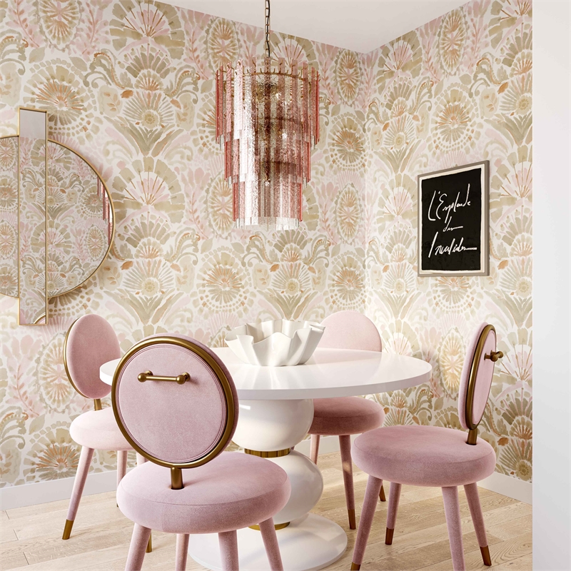 Pemberly Row Handmade Transitional Pink Acrylic 3-Tier Chandelier