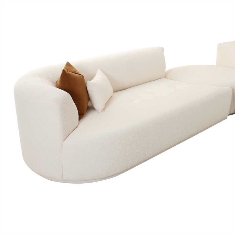 Pemberly Row Transitional Cream Boucle 3-Piece Modular Sectional