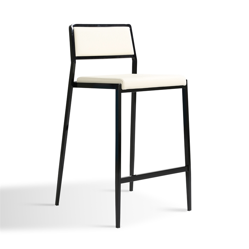 Pemberly Row Cream Performance Vegan Leather Stackable Stool - Set of 2