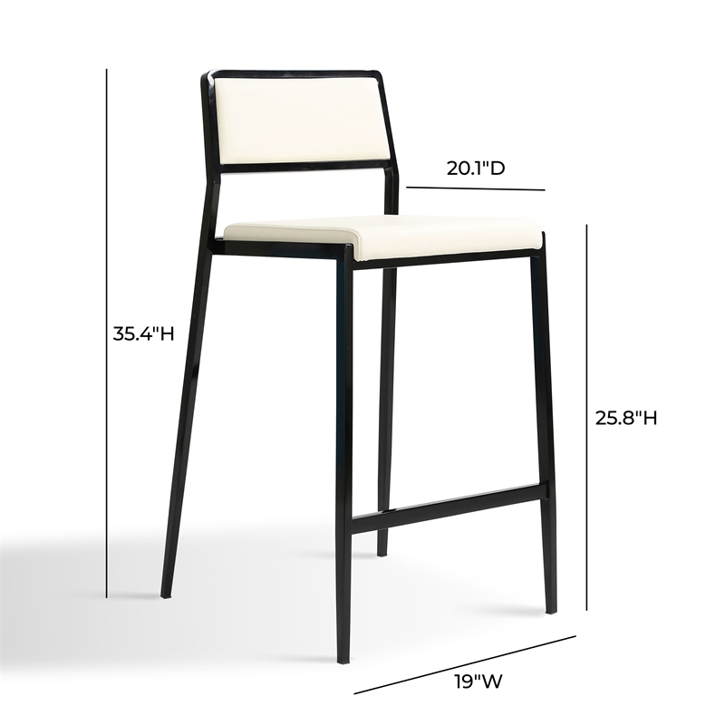 Pemberly Row Cream Performance Vegan Leather Stackable Stool - Set of 2