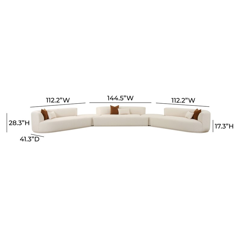 Pemberly Row Transitional Cream Boucle 5-Piece Modular Sectional