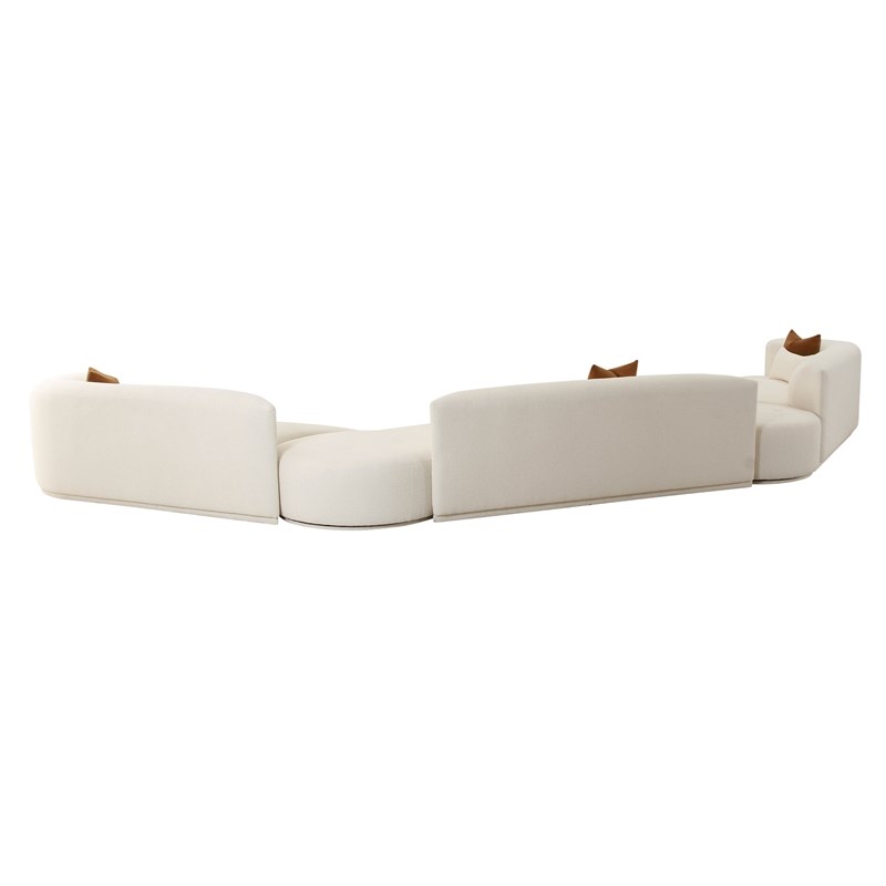 Pemberly Row Transitional Cream Boucle 5-Piece Modular Sectional