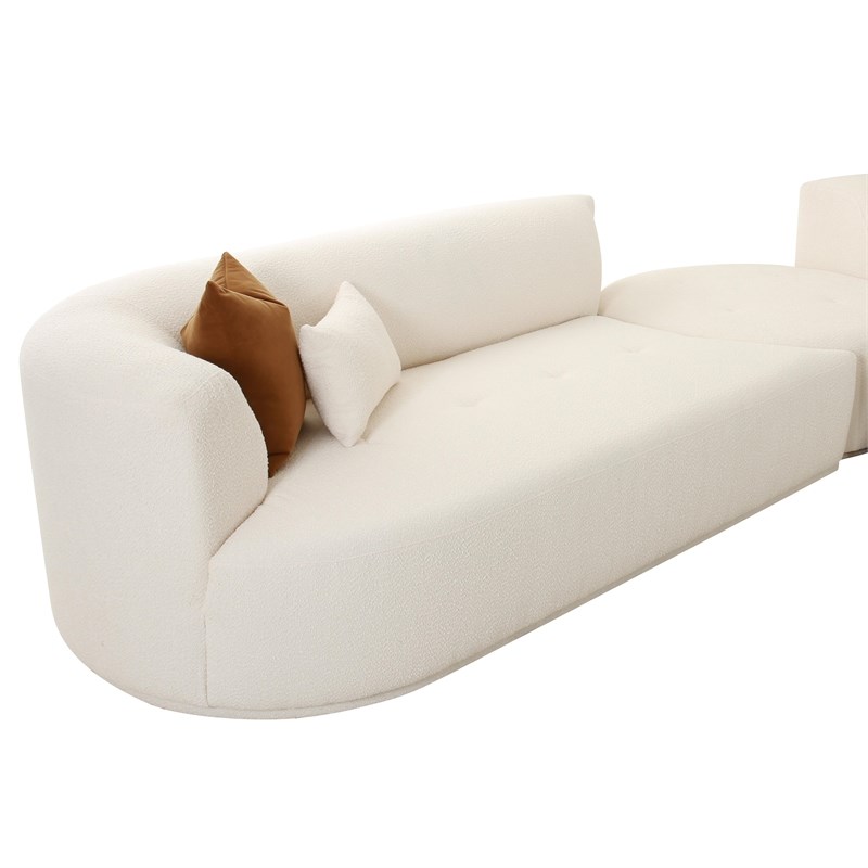 Pemberly Row Transitional Cream Boucle 5-Piece Modular Sectional