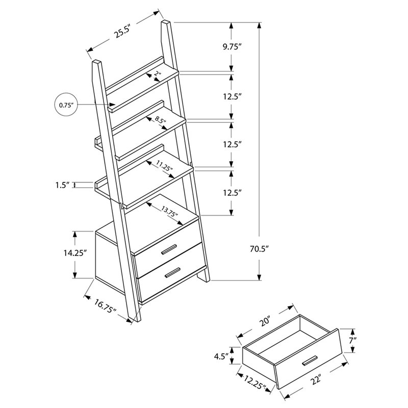 Pemberly Row Bookshelf Etagere Ladder 4-Tier 69
