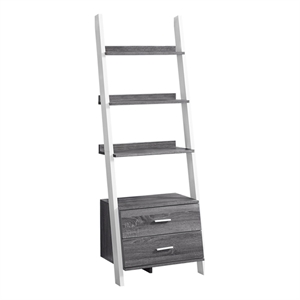 Pemberly Row Bookshelf Etagere Ladder 4-Tier 69&quotH Office/Bedroom Laminate Grey