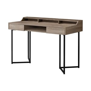 Pemberly Row Computer Desk Home Office Laptop Storage Drawers 48&quotL Metal Brown