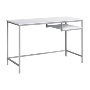 Pemberly Row Computer Desk Home Office Laptop 48&quotL Metal Laminate White Grey