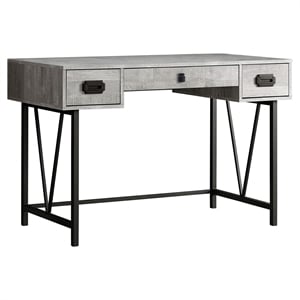 Pemberly Row Computer Desk Home Office Laptop Storage Drawers 48&quotL Metal Grey